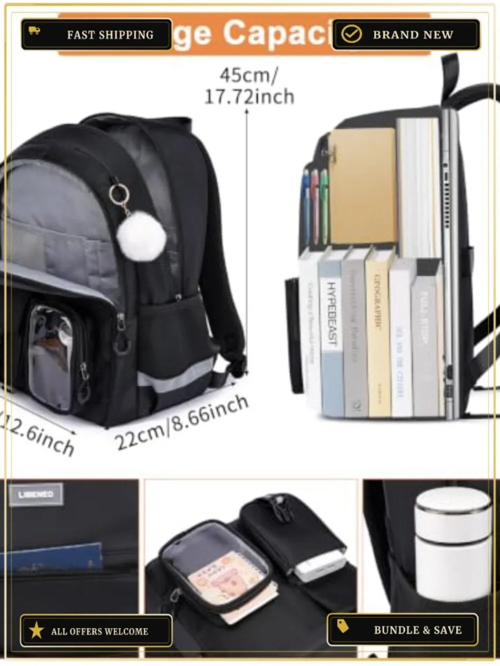 School Backpack for Teen Girls College Students 15.6 Inch Laptop Anti-Theft